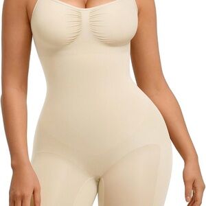 feelingirl tummy control shapewear bodysuit women seamless butt lifter beige M/L
